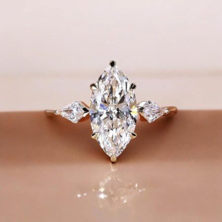 14K Gold, 2 Carat Marquise Cut Diamond Engagement Ring